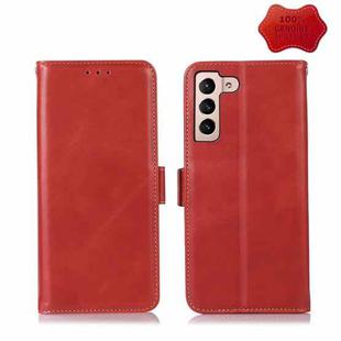 For Samsung Galaxy S22 5G Crazy Horse Top Layer Cowhide Leather Phone Case(Red)