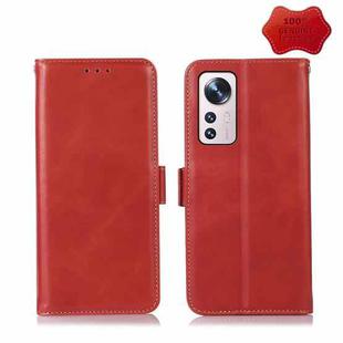 For Xiaomi 12 Pro Crazy Horse Top Layer Cowhide Leather Phone Case(Red)
