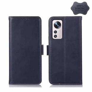 For Xiaomi 12 Pro Crazy Horse Top Layer Cowhide Leather Phone Case(Blue)