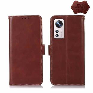 For Xiaomi 12 Pro Crazy Horse Top Layer Cowhide Leather Phone Case(Brown)