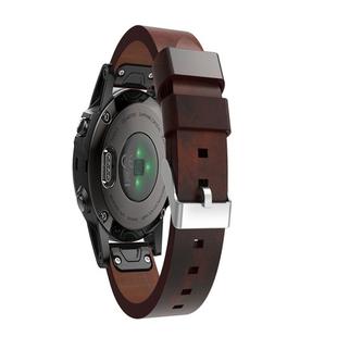 For Garmin Fenix 5 Quick Release Leather Watch Band(Brown)