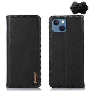 For iPhone 13 KHAZNEH Nappa Top Layer Cowhide Leather Phone Case(Black)