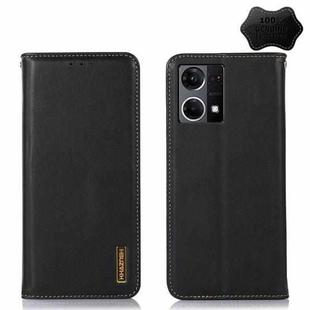 For OPPO Reno7 4G Global/F21 Pro 4G KHAZNEH Nappa Top Layer Cowhide Leather Phone Case(Black)