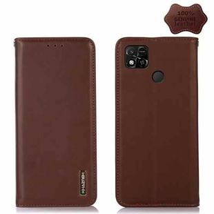 For Xiaomi Redmi 10A / 9C KHAZNEH Nappa Top Layer Cowhide Leather Phone Case(Brown)