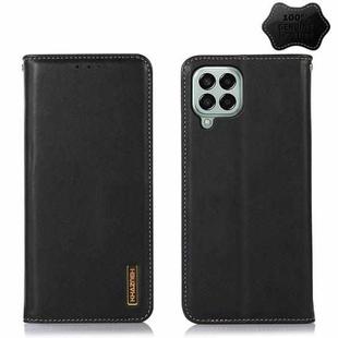 For Samsung Galaxy M33 5G KHAZNEH Nappa Top Layer Cowhide Leather Phone Case(Black)