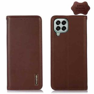 For Samsung Galaxy M33 5G KHAZNEH Nappa Top Layer Cowhide Leather Phone Case(Brown)