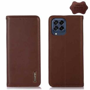 For Samsung Galaxy M53 5G KHAZNEH Nappa Top Layer Cowhide Leather Phone Case(Brown)