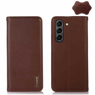 For Samsung Galaxy S21 FE 5G KHAZNEH Nappa Top Layer Cowhide Leather Phone Case(Brown)