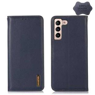 For Samsung Galaxy S22 5G KHAZNEH Nappa Top Layer Cowhide Leather Phone Case(Blue)