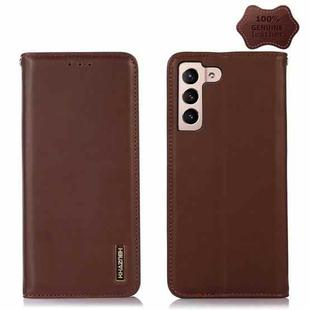 For Samsung Galaxy S22 5G KHAZNEH Nappa Top Layer Cowhide Leather Phone Case(Brown)