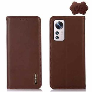 For Xiaomi 12 Pro KHAZNEH Nappa Top Layer Cowhide Leather Phone Case(Brown)