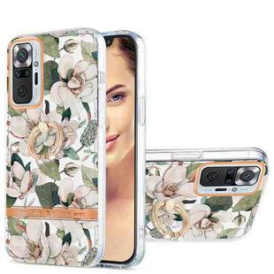 For Xiaomi Redmi Note 10 Pro / Note 10 Pro Max Ring IMD Flowers TPU Phone Case(Green Gardenia)