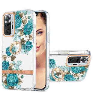 For Xiaomi Redmi Note 10 Pro / Note 10 Pro Max Ring IMD Flowers TPU Phone Case(Blue Rose)
