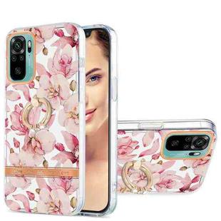 For Xiaomi Redmi Note 10S / Note 10 4G Ring IMD Flowers TPU Phone Case(Pink Gardenia)
