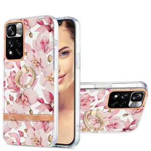 For Xiaomi Redmi Note 11 Pro / Note 11 Pro+ Ring IMD Flowers TPU Phone Case(Pink Gardenia)