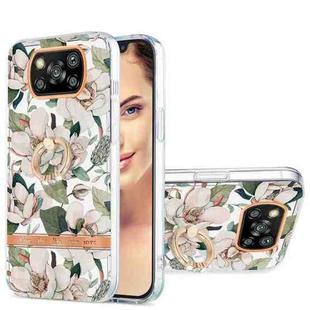For Xiaomi Poco X3 NFC Ring IMD Flowers TPU Phone Case(Green Gardenia)