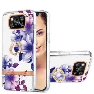 For Xiaomi Poco X3 NFC Ring IMD Flowers TPU Phone Case(Purple Begonia)