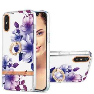 For Xiaomi Redmi 9A Ring IMD Flowers TPU Phone Case(Purple Begonia)