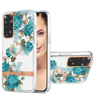 For Xiaomi Redmi Note 11S / Note 11 4G Global Ring IMD Flowers TPU Phone Case(Blue Rose)