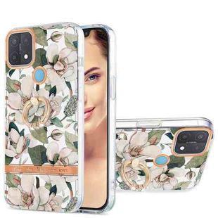 For OPPO A15 / A15s Ring IMD Flowers TPU Phone Case(Green Gardenia)