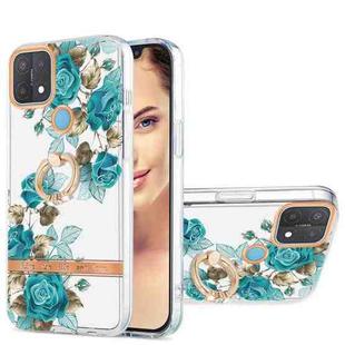 For OPPO A15 / A15s Ring IMD Flowers TPU Phone Case(Blue Rose)