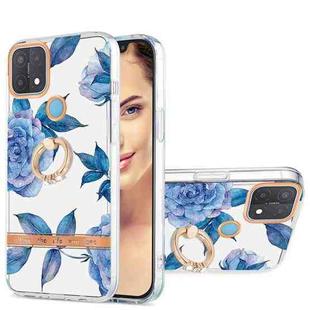 For OPPO A15 / A15s Ring IMD Flowers TPU Phone Case(Blue Peony)