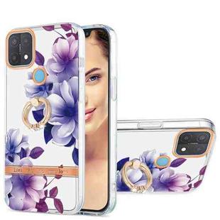 For OPPO A15 / A15s Ring IMD Flowers TPU Phone Case(Purple Begonia)