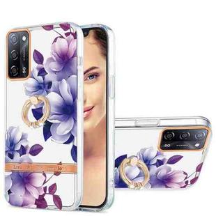 For OPPO A55 5G / A54 4G / A53S 5G / A16 / A54S 4G Ring IMD Flowers TPU Phone Case(Purple Begonia)