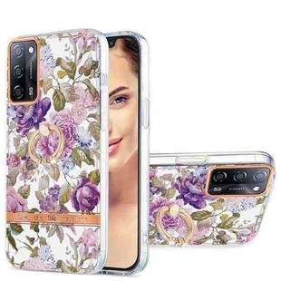 For OPPO A55 5G / A54 4G / A53S 5G / A16 / A54S 4G Ring IMD Flowers TPU Phone Case(Purple Peony)