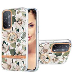 For OPPO A74 5G / A93 5G / A54 5G / A93S 5G Ring IMD Flowers TPU Phone Case(Green Gardenia)