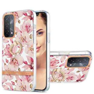 For OPPO A74 5G / A93 5G / A54 5G / A93S 5G Ring IMD Flowers TPU Phone Case(Pink Gardenia)