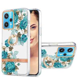 For OPPO Realme 9 Pro+ 5G Ring IMD Flowers TPU Phone Case(Blue Rose)