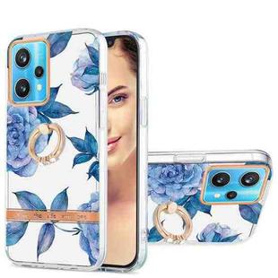 For OPPO Realme 9 Pro+ 5G Ring IMD Flowers TPU Phone Case(Blue Peony)