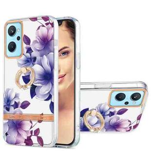 For OPPO A36 / A96 4G / Realme 9i Ring IMD Flowers TPU Phone Case(Purple Begonia)