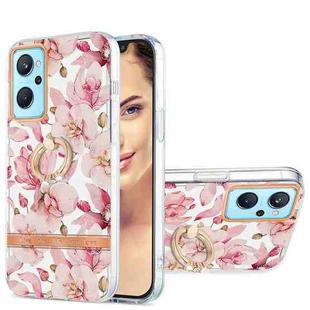 For OPPO A36 / A96 4G / Realme 9i  Ring IMD Flowers TPU Phone Case(Pink Gardenia)