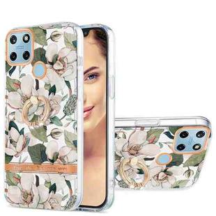 For OPPO Realme C21Y Ring IMD Flowers TPU Phone Case(Green Gardenia)