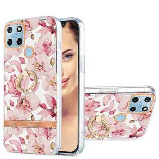 For OPPO Realme C21Y Ring IMD Flowers TPU Phone Case(Pink Gardenia)