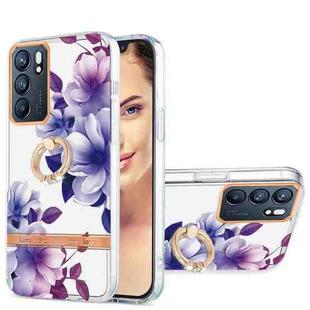 For OPPO Reno6 5G Ring IMD Flowers TPU Phone Case(Purple Begonia)