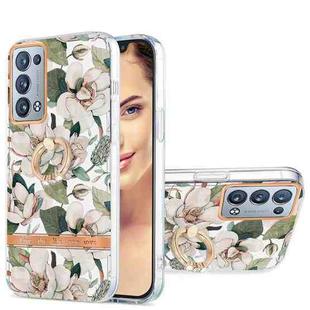 For OPPO Reno6 Pro+ 5G / Reno6 Pro Global Ring IMD Flowers TPU Phone Case(Green Gardenia)