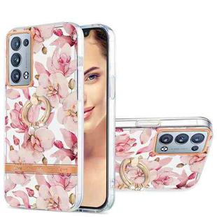 For OPPO Reno6 Pro+ 5G / Reno6 Pro Global Ring IMD Flowers TPU Phone Case(Pink Gardenia)