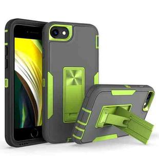 For iPhone SE 2022 / SE 2020 / 8 / 7 Magnetic Holder Phone Case(Dark Grey + Green)