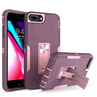 Magnetic Holder Phone Case For iPhone 8 Plus / 7 Plus(Purple Red + Rose Gold)