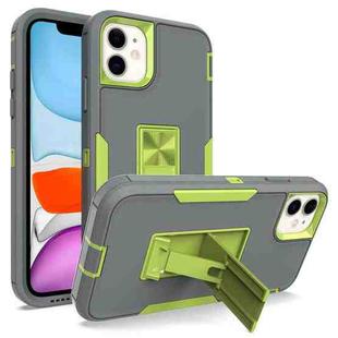 For iPhone 11 Magnetic Holder Phone Case (Dark Grey + Green)