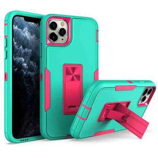 For iPhone 12 Pro Magnetic Holder Phone Case(Green + Rose Red)
