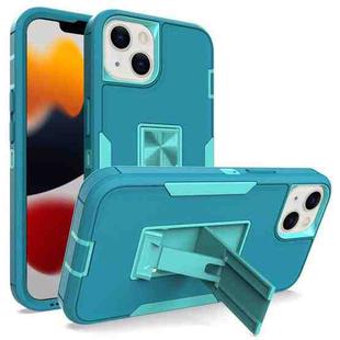 For iPhone 13 mini Magnetic Holder Phone Case (Lake Blue + Blue-green)