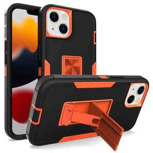 For iPhone 13 Magnetic Holder Phone Case(Black + Orange)