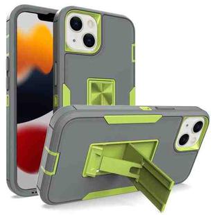 For iPhone 13 Magnetic Holder Phone Case(Dark Grey + Green)