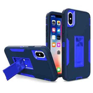 For iPhone X / XS Magnetic Holder Phone Case(Sapphire Blue + Dark Blue)