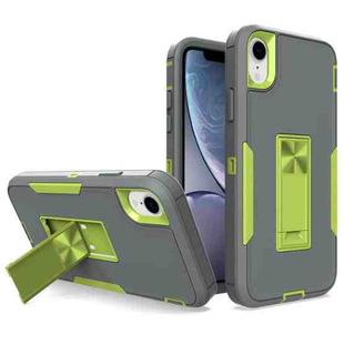 For iPhone XR Magnetic Holder Phone Case(Dark Grey + Green)
