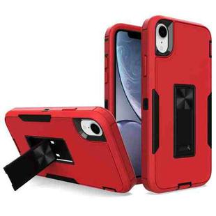 For iPhone XR Magnetic Holder Phone Case(Red + Black)